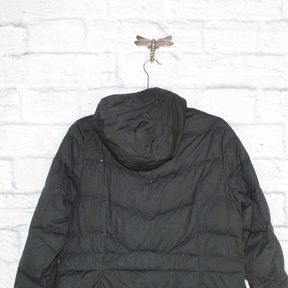 LL Bean Detachable Hoodie Quilted Lined Long Down Coat Size L - Picture 6 of 8